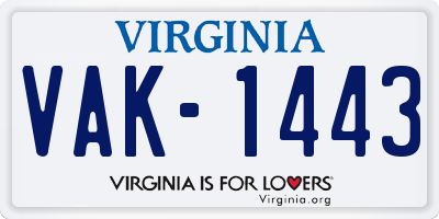 VA license plate VAK1443