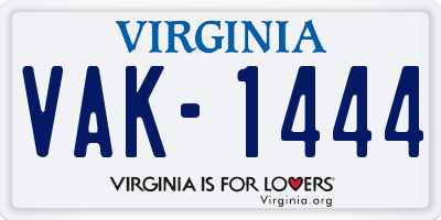 VA license plate VAK1444