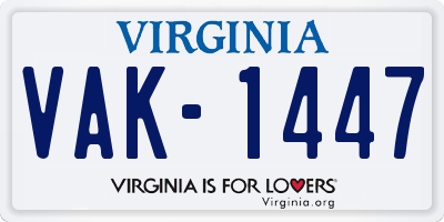 VA license plate VAK1447