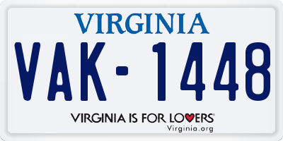 VA license plate VAK1448