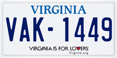 VA license plate VAK1449