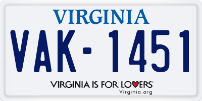 VA license plate VAK1451