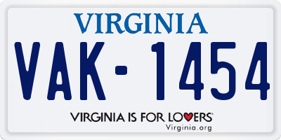 VA license plate VAK1454
