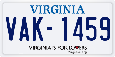 VA license plate VAK1459