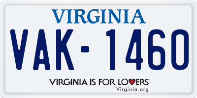 VA license plate VAK1460