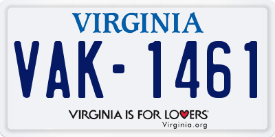 VA license plate VAK1461