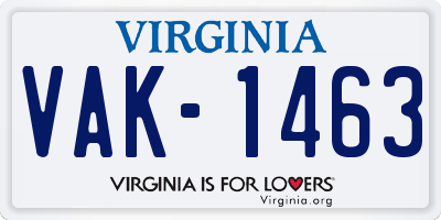 VA license plate VAK1463