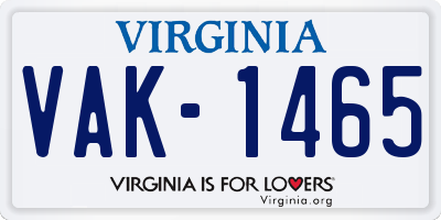 VA license plate VAK1465