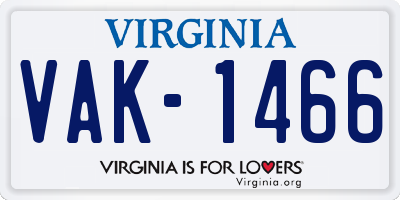 VA license plate VAK1466