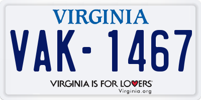 VA license plate VAK1467