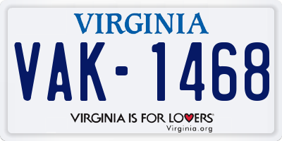 VA license plate VAK1468