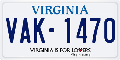 VA license plate VAK1470