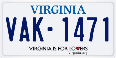 VA license plate VAK1471