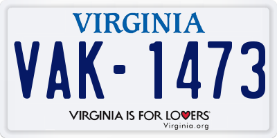 VA license plate VAK1473