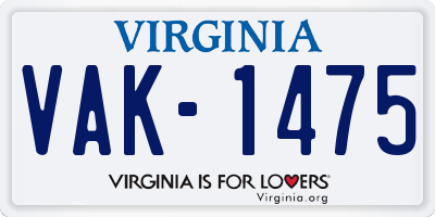 VA license plate VAK1475