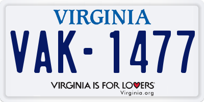 VA license plate VAK1477
