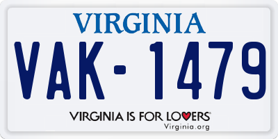 VA license plate VAK1479