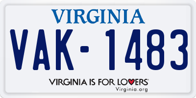 VA license plate VAK1483