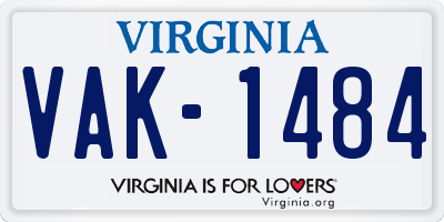 VA license plate VAK1484