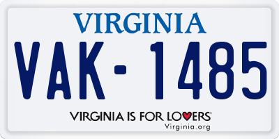 VA license plate VAK1485