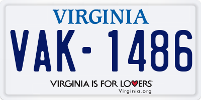 VA license plate VAK1486