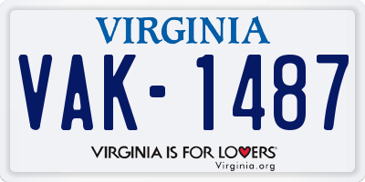 VA license plate VAK1487