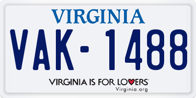 VA license plate VAK1488