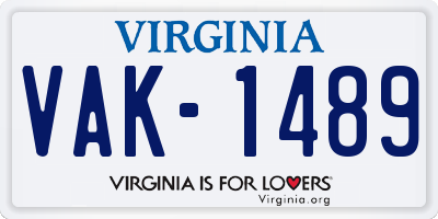 VA license plate VAK1489