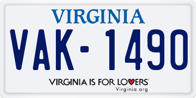 VA license plate VAK1490