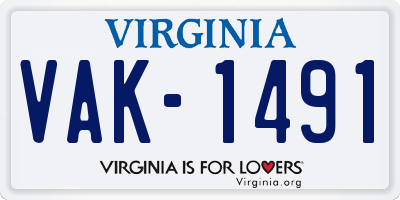 VA license plate VAK1491