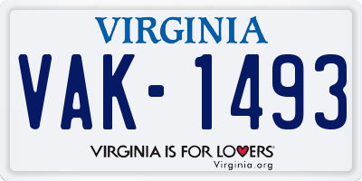 VA license plate VAK1493