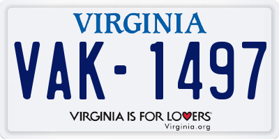 VA license plate VAK1497