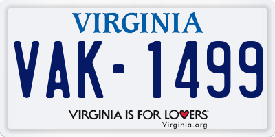 VA license plate VAK1499