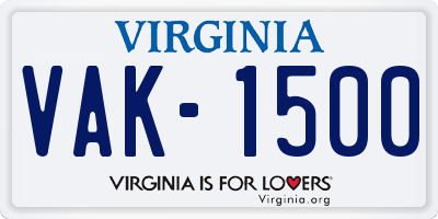 VA license plate VAK1500