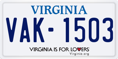 VA license plate VAK1503