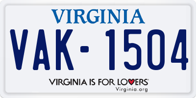 VA license plate VAK1504