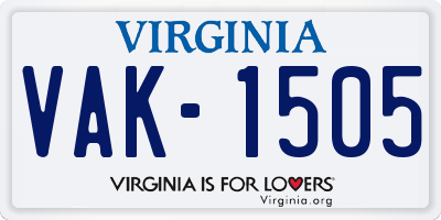 VA license plate VAK1505