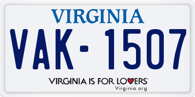 VA license plate VAK1507