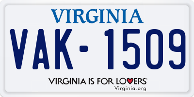 VA license plate VAK1509