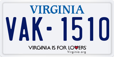 VA license plate VAK1510