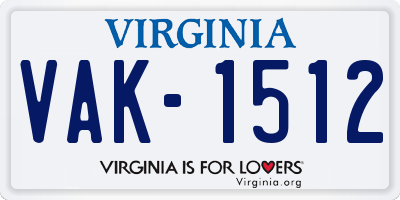 VA license plate VAK1512