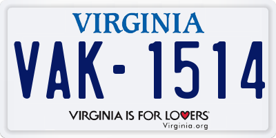 VA license plate VAK1514