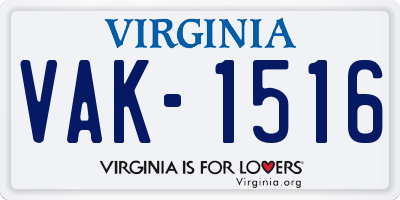 VA license plate VAK1516