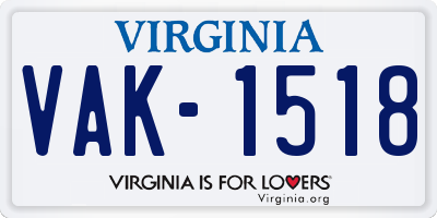 VA license plate VAK1518