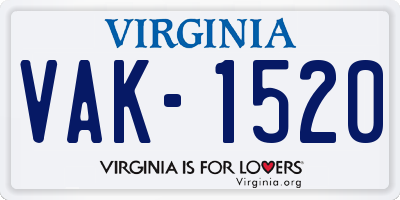 VA license plate VAK1520