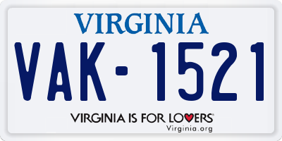 VA license plate VAK1521