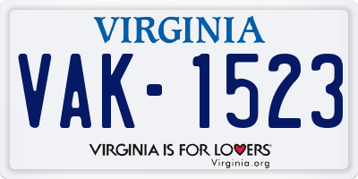 VA license plate VAK1523