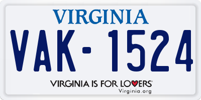 VA license plate VAK1524