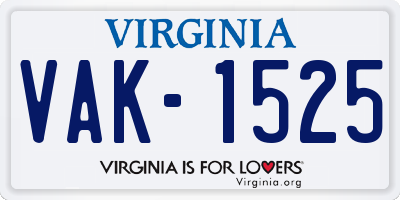 VA license plate VAK1525