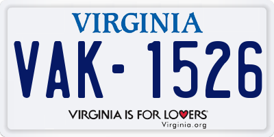 VA license plate VAK1526